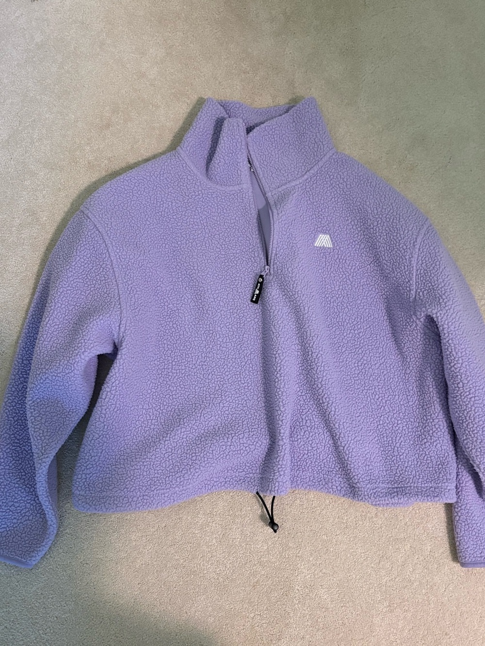 Light Purple Sherpa Quarter‑Zip Jacket with Cropped Hem